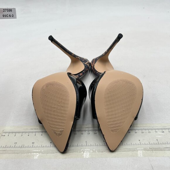 FSJ Brown Leopard Comfort High Heel Sandals Mules Peep Toe Slide Slip On Shoes - Picture 6 of 7